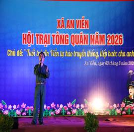 Có thể là hình ảnh về văn bản cho biết 'XÃ AN VIỄN HỘI TRẠI TÒNG QUÂN NĂM 2026 Chủ đề: 'Tuổi tr² An Viễn tự hào truyển thống, tiếp bước cha anh An Viễn, ngày 03 tháng 3 năm 202 তরশ্দারীর'